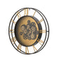28 Inch Hanging Wall Clock, Round Gear Design, Gold and Black Iron Frame By Casagear Home