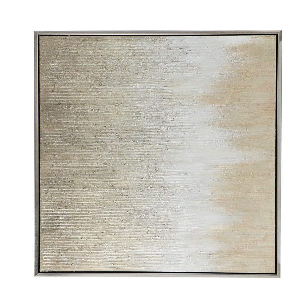 39 x 39 Hand Painted Wall Art,  Polyester Canvas, Wood, White and Gold By Casagear Home