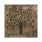 36 Inch Tree Of Life Wall Panel, Square, Mango Wood, Brown and Black By Casagear Home