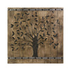 36 Inch Tree Of Life Wall Panel, Square, Mango Wood, Brown and Black By Casagear Home