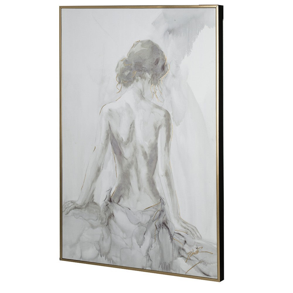 Tia 33 x 49 Hanging Wall Art Portrait Set of 2 Gray Feminine Figure Sketch By Casagear Home BM312743