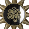 28 Inch Hanging Wall Clock Sunlike Star Gear Design Iron Gold and Black By Casagear Home BM312747