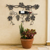 22 Inch Wall Hanging Wine Rack, Grape Bottle Stand, Black Metal By Casagear Home
