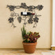 22 Inch Wall Hanging Wine Rack, Grape Bottle Stand, Black Metal By Casagear Home
