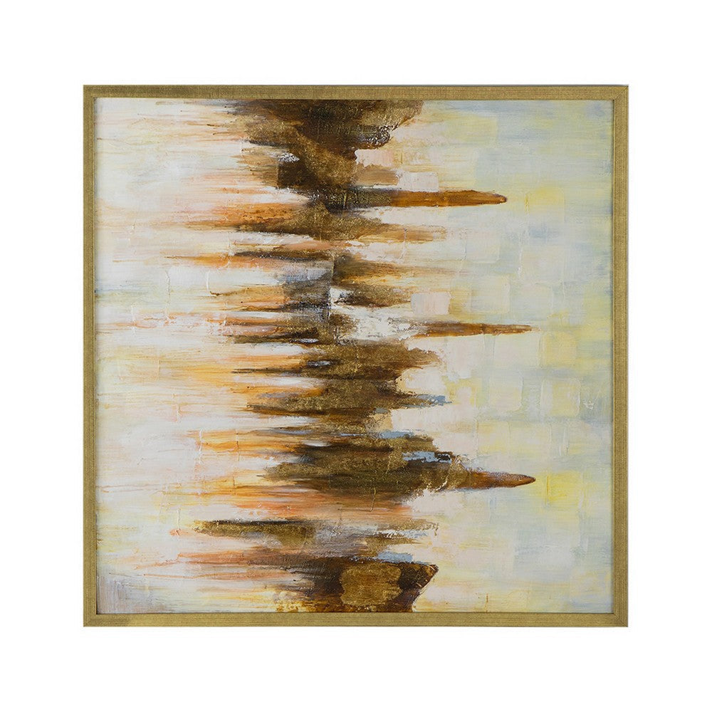 39 x 39 Abstract Wall Art Haindpainted Decor Brown Canvas Painting By Casagear Home BM312763