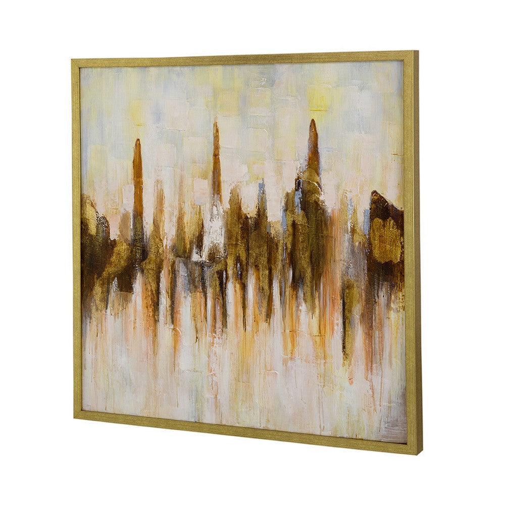 39 x 39 Abstract Wall Art Haindpainted Decor Brown Canvas Painting By Casagear Home BM312763