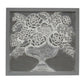 36x36 Inch Wall Art Panel Carved Flower Vase Design Gray White Wood By Casagear Home BM312765