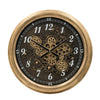 21 Inch Round Wall Clock Gear Design Numbered Analog Gold Bronze Iron By Casagear Home BM312767