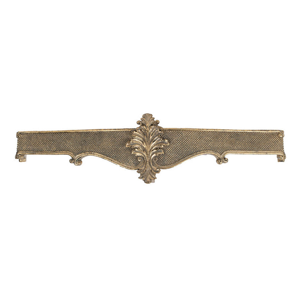 Riry 23 Inch Wall Plaque Shelf Dotted Texture Metal Gold Resin Finish By Casagear Home BM312775