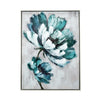 Ayn 24 x 32 Floral Wall Art Handpainted Blue Green Gray Wood Frame By Casagear Home BM312779