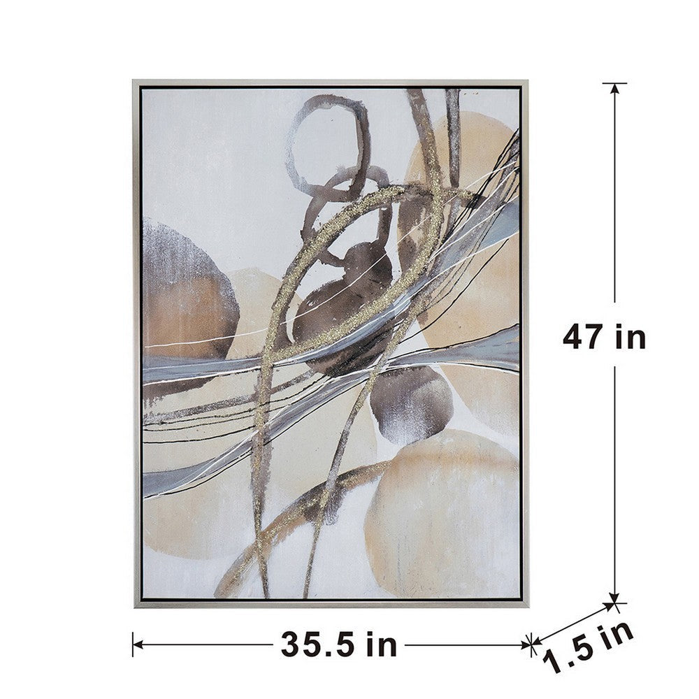 Bny 35 x 47 Abstract Wall Art Print Watercolor Oil Painting Brown Silver By Casagear Home BM312781