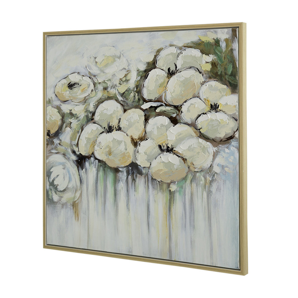 Rioni 39 x 39 Floral Wall Art Print, Handpainted Abstract Oil Painting By Casagear Home