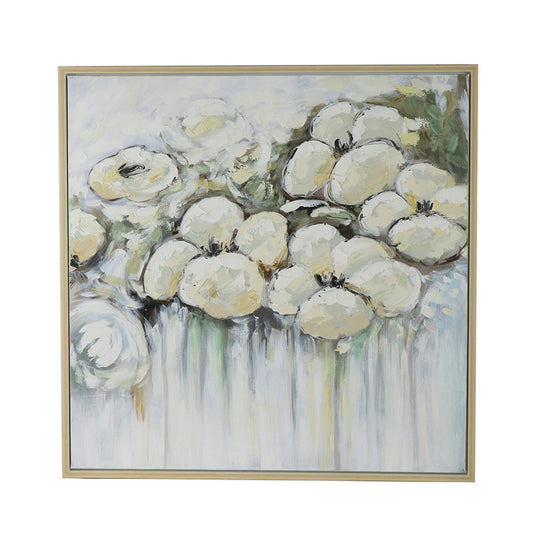 Rioni 39 x 39 Floral Wall Art Print, Handpainted Abstract Oil Painting By Casagear Home