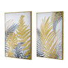 Nir 23 x 35 Set of 2 Palm Leaf Wall Art Frame Decor Black Gold Gray Wood By Casagear Home BM312787