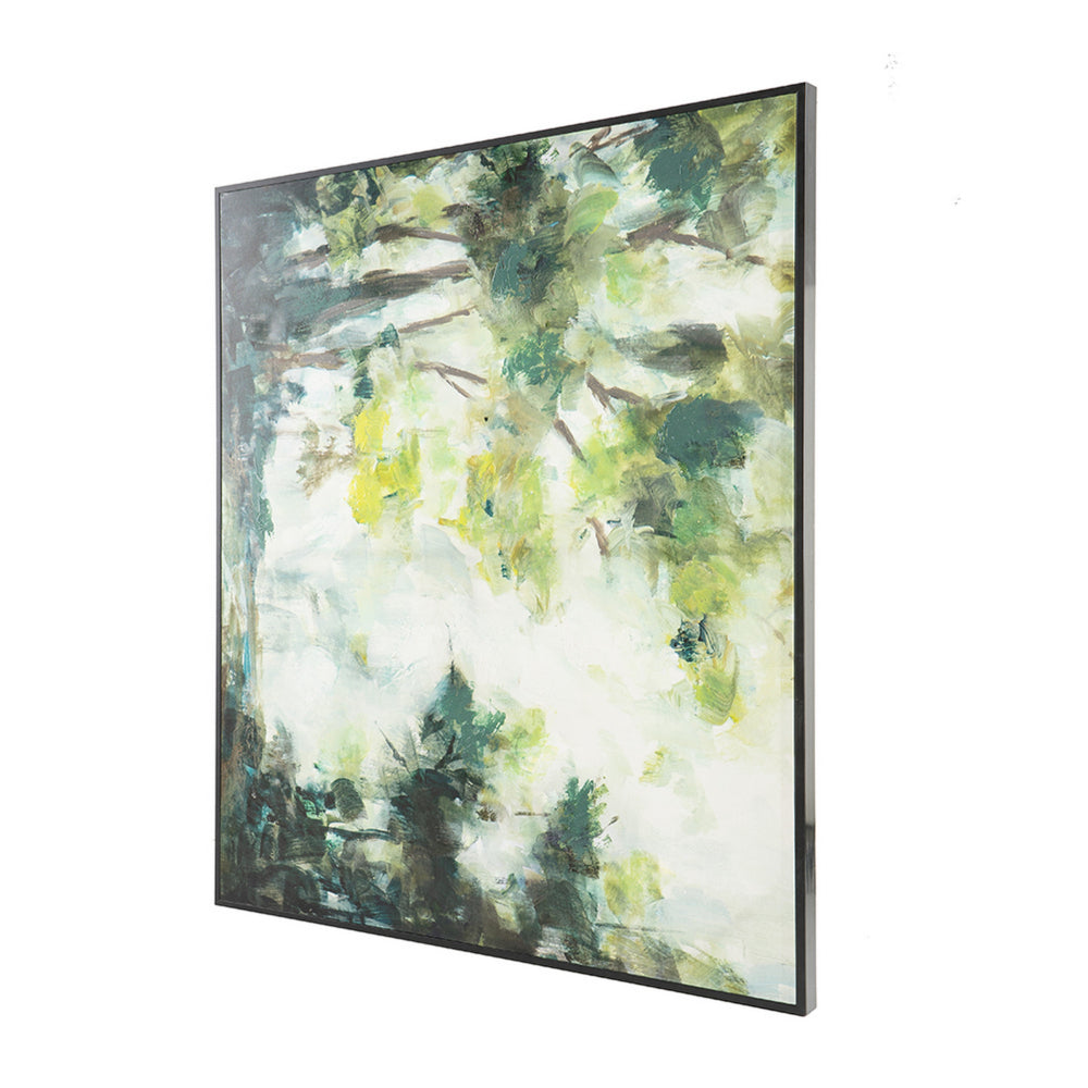 35 x 47 Framed Wall Art, Forest Watercolor Landscape, Modern Green, White By Casagear Home