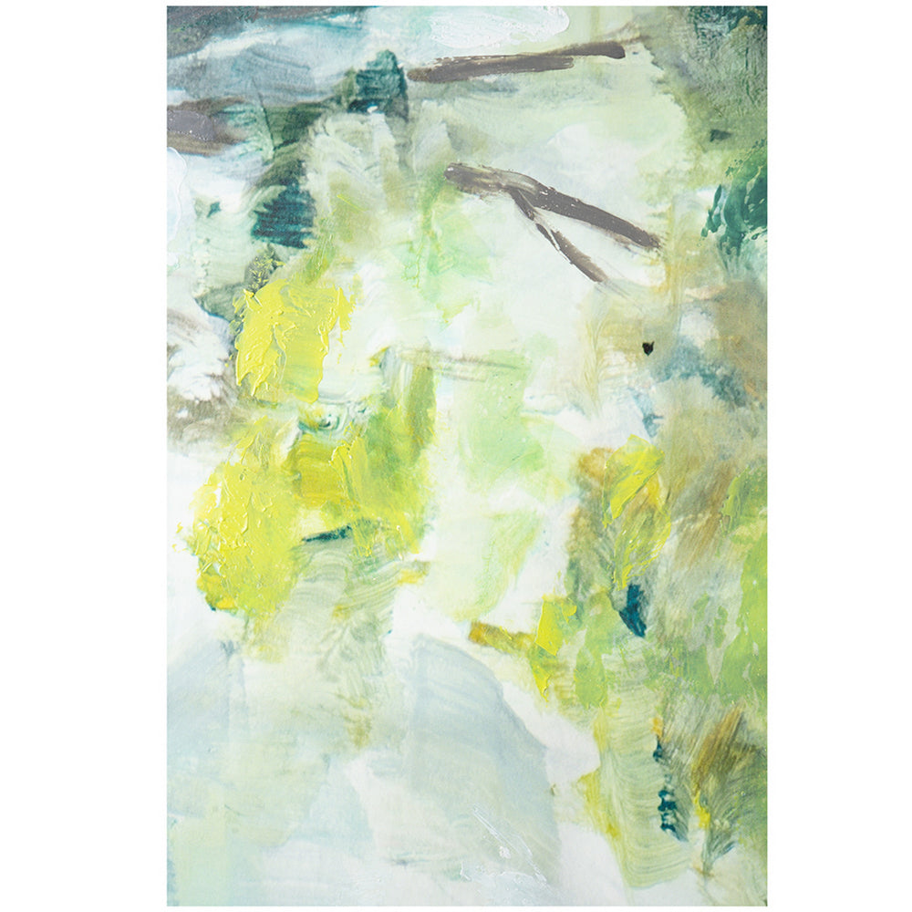 35 x 47 Framed Wall Art, Forest Watercolor Landscape, Modern Green, White By Casagear Home
