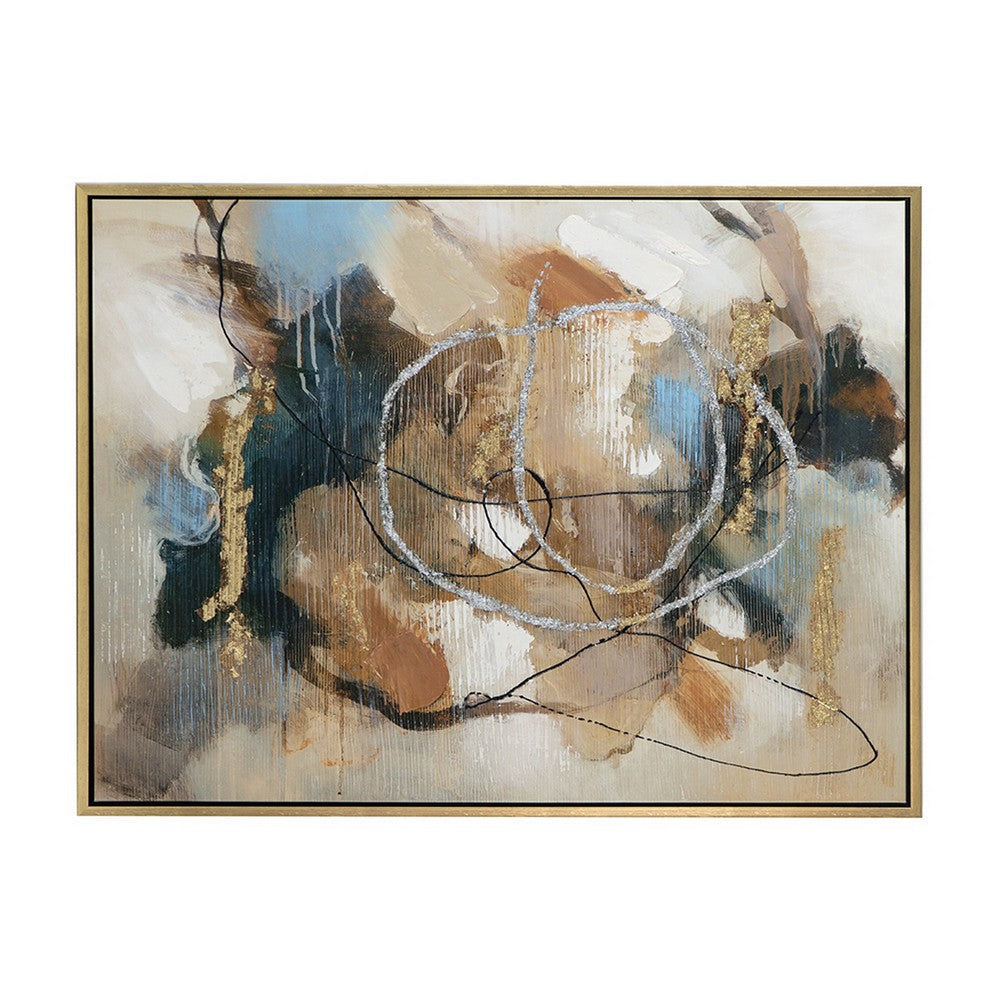 35 x 47 Framed Wall Art Abstract Whirlwind Print Modern Brown White By Casagear Home BM312794