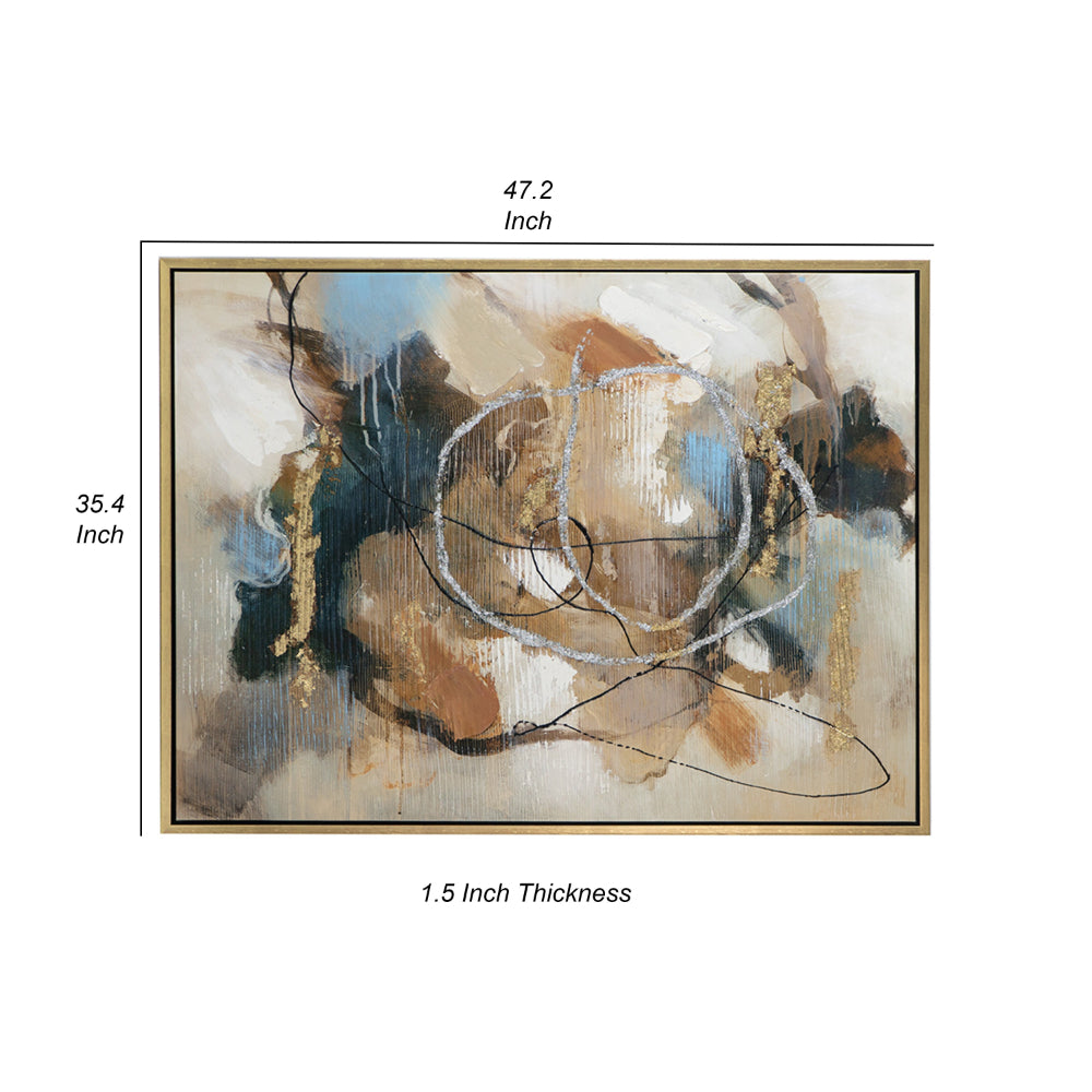 35 x 47 Framed Wall Art, Abstract Whirlwind Print, Modern Brown, White By Casagear Home