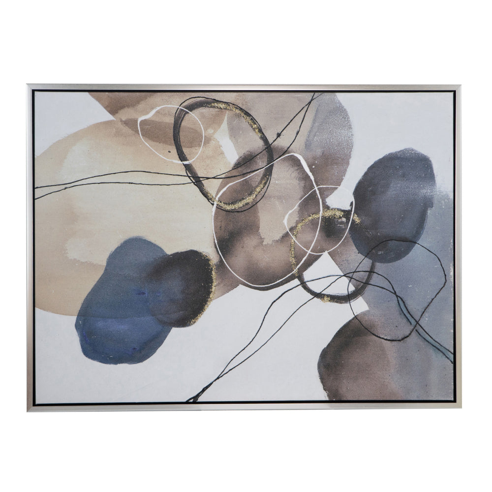 35 x 47 Framed Wall Art, Landscape Abstract Watercolor, Modern White, Blue By Casagear Home
