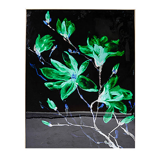 32 x 47 Set of 2 Framed Wall Art, Flower Print, Modern Style, Black, Green By Casagear Home