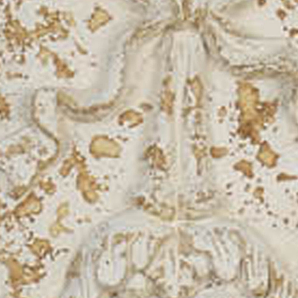 84 Inch Tall Lion Sculptural Wall Decor Gold Accents Antique White Finish By Casagear Home BM312802