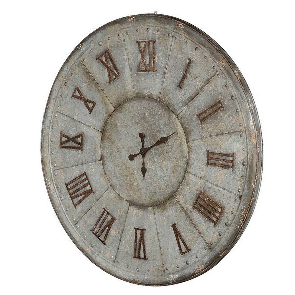 Vas 39 Inch Round Clock Oversized Vintage Style Matted Bronze Tin Tone By Casagear Home BM312805