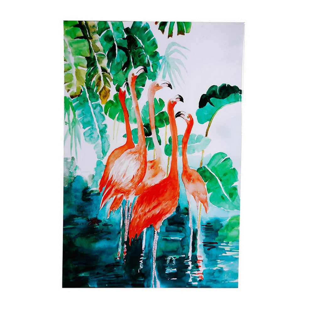 32 x 48 Set of 2 Framed Wall Art Botanical Flamingo Print Green White By Casagear Home BM312808