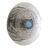 Set of 3 Decorative Wall Art Discs, Textured, Silver Steel, Blue Agate By Casagear Home
