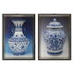 14 x 20 Set of 2 Framed Wall Art Prints Pot Design Blue White and Black By Casagear Home BM312839