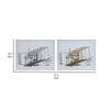 16 x 20 Wall Art Set of 2, Traditional Vintage Plane Design, White, Gray By Casagear Home
