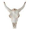 19 Inch Realistic Faux Steer Head Wall Decor, Cow Skull White, Brown Finish By Casagear Home