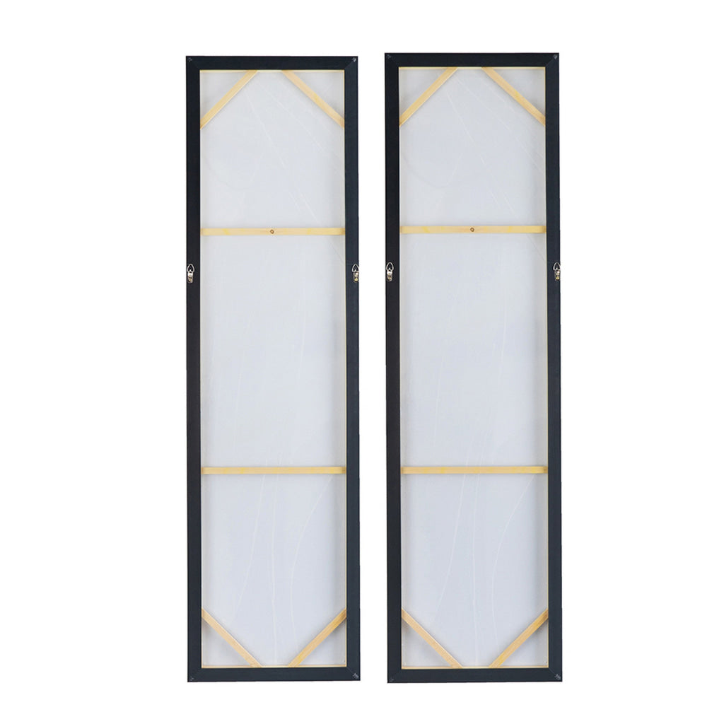 20 x 71 Tall Framed Rectangular Oil Paintings Set of 2 White Abstract By Casagear Home BM312851