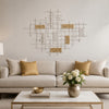 Rio 32 Inch Decorative Wall Decor, White, Gold Geometric Abstract, Iron By Casagear Home