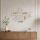 Rio 32 Inch Decorative Wall Decor, White, Gold Geometric Abstract, Iron By Casagear Home