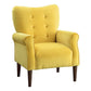 Kylie 32 Inch Accent Chair Armchair Tufted Yellow Velvet Brown Solid Wood By Casagear Home BM313085