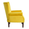 Elle 35 Inch Accent Chair Armchair Tufted Yellow Velvet Brown Solid Wood By Casagear Home BM313091