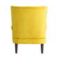 Elle 35 Inch Accent Chair Armchair Tufted Yellow Velvet Brown Solid Wood By Casagear Home BM313091