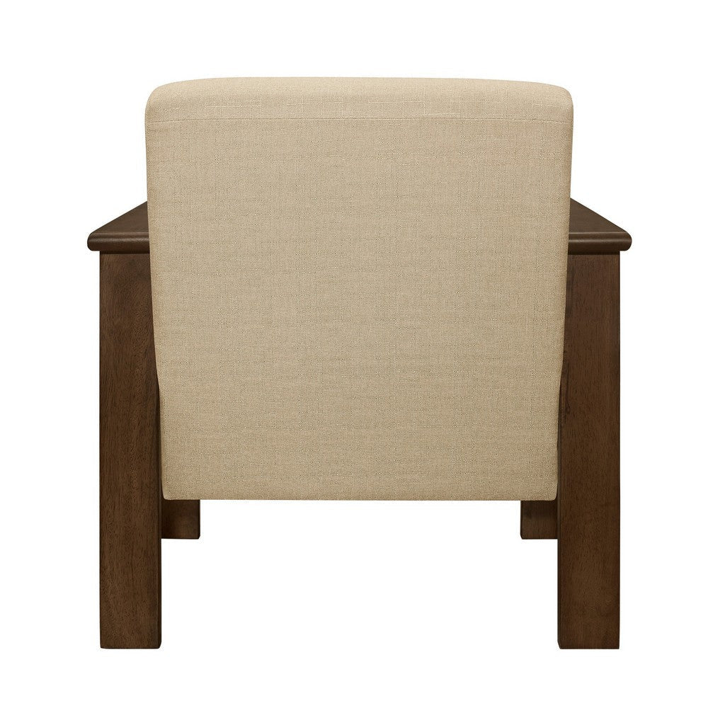 Bella 32 Inch Accent Chair Armchair Storage Arms Light Brown Solid Wood By Casagear Home BM313092