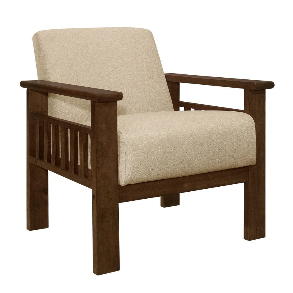 Bella 32 Inch Accent Chair Armchair Storage Arms Light Brown Solid Wood By Casagear Home BM313092