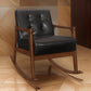 Ciao 37 Inch Rocking Chair Armchair, Dark Brown Faux Leather, Solid Wood By Casagear Home