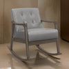 Ciao 37 Inch Rocking Chair Armchair, Light Gray Faux Leather, Solid Wood By Casagear Home