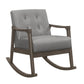 Ciao 37 Inch Rocking Chair Armchair Light Gray Faux Leather Solid Wood By Casagear Home BM313098