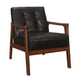 Aly 31 Inch Accent Chair Armchair Dark Brown Faux Leather Solid Wood By Casagear Home BM313099