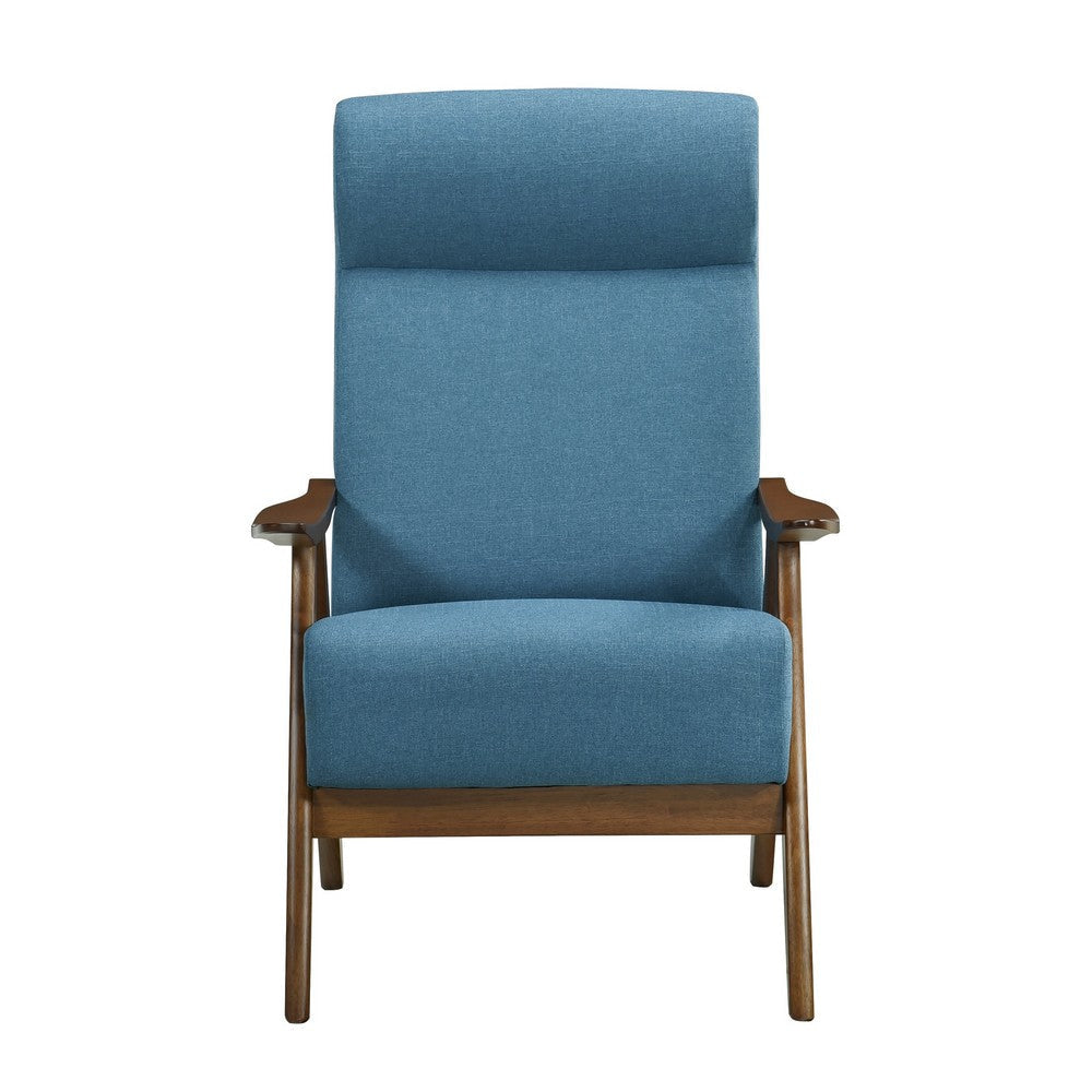 Mary 32 Inch Accent Chair Armchair Light Blue Polyester Linen Solid Wood By Casagear Home BM313104