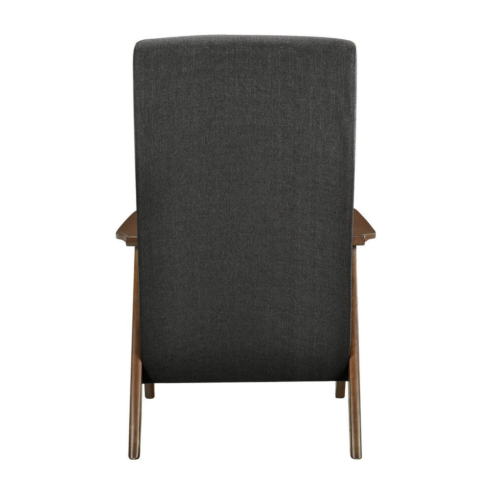 Mary 32 Inch Accent Chair Armchair Dark Gray Polyester Linen Solid Wood By Casagear Home BM313105