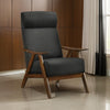 Mary 32 Inch Accent Chair Armchair, Dark Gray Polyester Linen, Solid Wood By Casagear Home