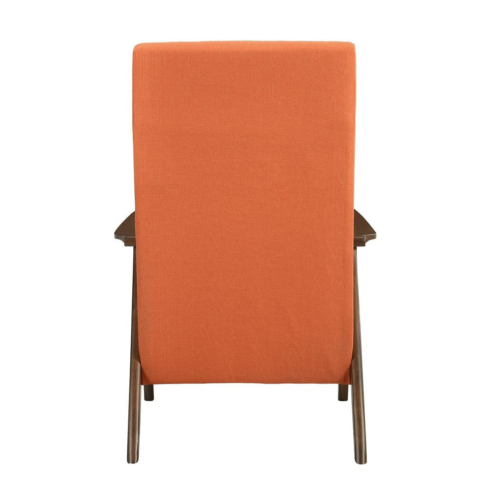 Mary 32 Inch Accent Chair Armchair Orange Polyester Linen Solid Wood By Casagear Home BM313107