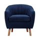 Tia 31 Inch Plush Accent Chair Armchair Blue Polyester Brown Solid Wood By Casagear Home BM313108
