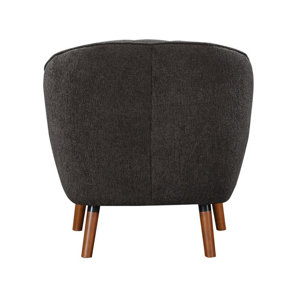 Tia 31 Inch Plush Accent Chair Armchair Gray Polyester Brown Solid Wood By Casagear Home BM313109