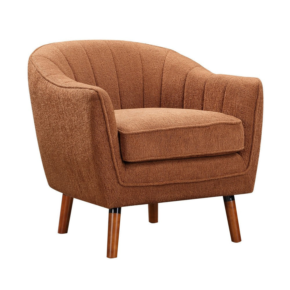 Tia 31 Inch Plush Accent Chair Armchair Rust Polyester Brown Solid Wood By Casagear Home BM313110